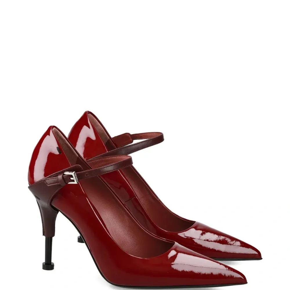 Кожаные туфли на каблуке 100 мм