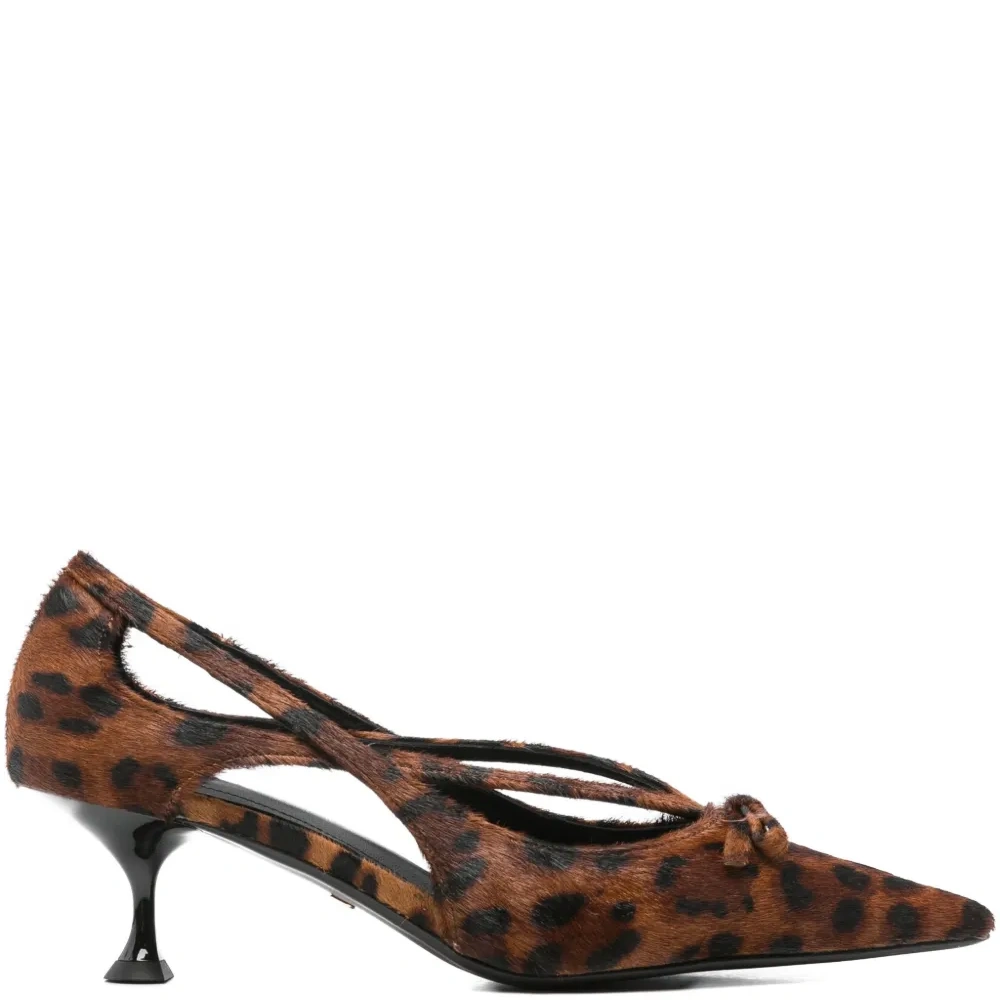 Туфли-лодочки с вырезами и бантом, каблук 55 мм