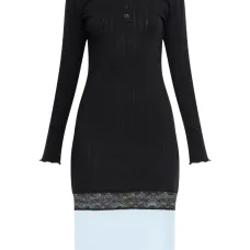 Платье миди с кружевной отделкой Платье миди с кружевной отделкой