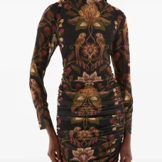 Миди-платье с цветочным принтом и драпировкой