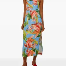 Платье миди с цветочным принтом