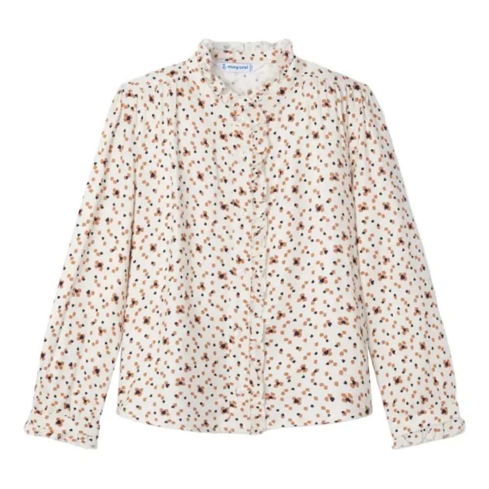 Блузка с оборками и принтом