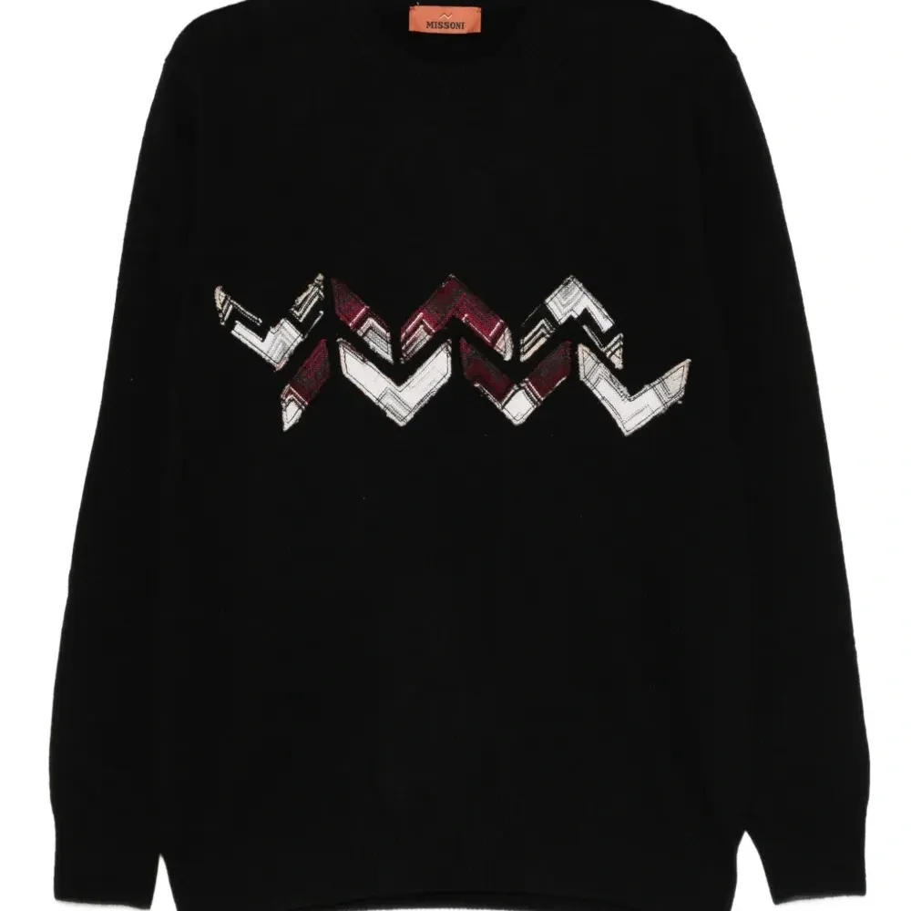 Шерстяной свитер с узором зигзаг