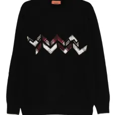 Шерстяной свитер с узором зигзаг