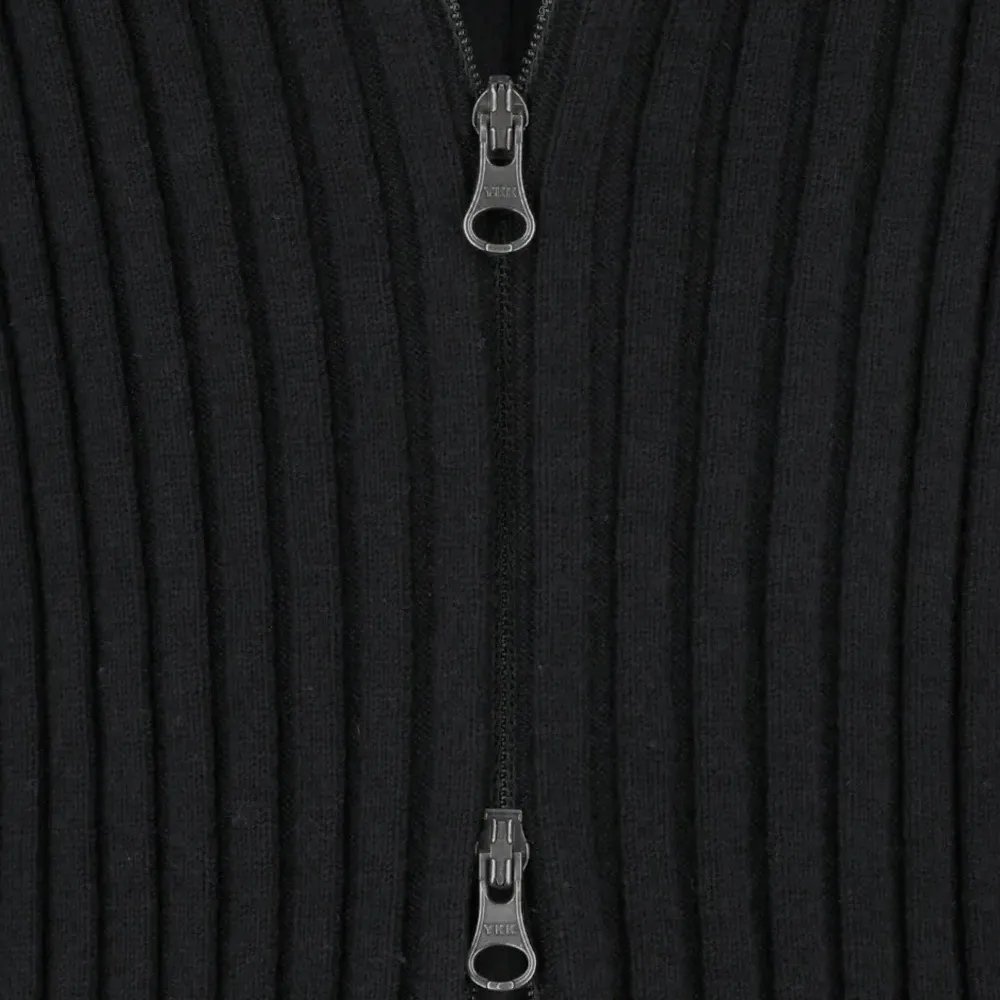 Кардиган с высоким воротником и ребристой вязкой