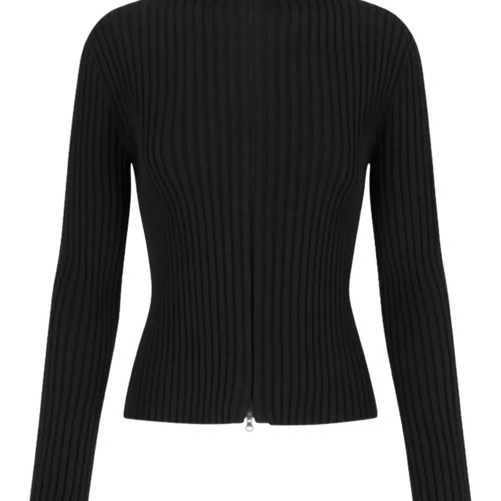 Кардиган с высоким воротником и ребристой вязкой