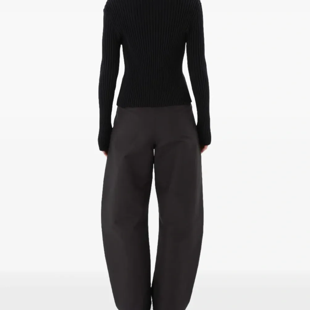 Кардиган с высоким воротником и ребристой вязкой