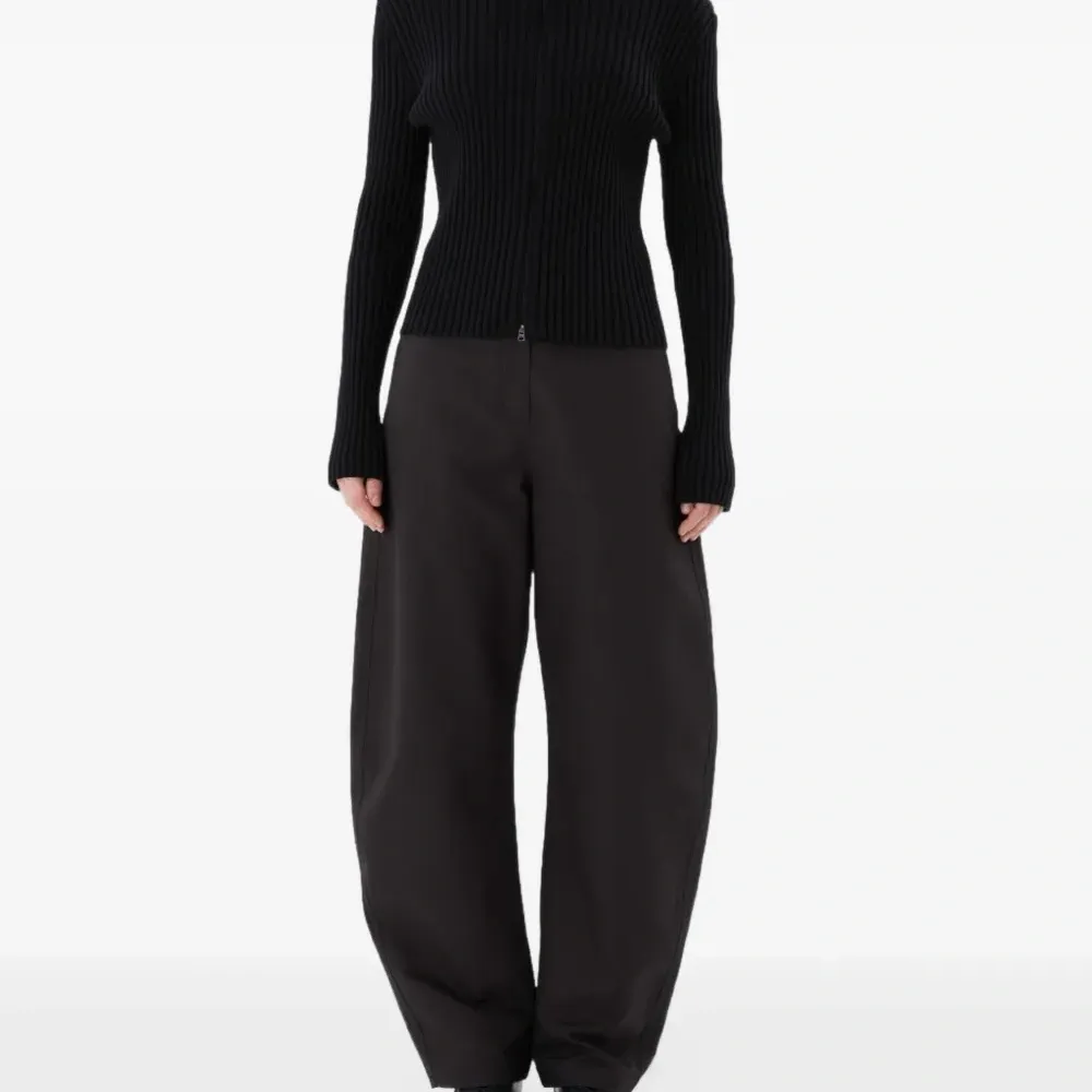 Кардиган с высоким воротником и ребристой вязкой