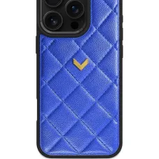 Стеганый кожаный чехол для iPhone 16 Pro Стеганый кожаный чехол для iPhone 16 Pro