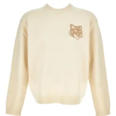 Свитер с интарсией в виде головы лисы