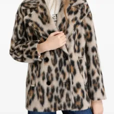 Двубортное пальто с леопардовым принтом Двубортное пальто с леопардовым принтом