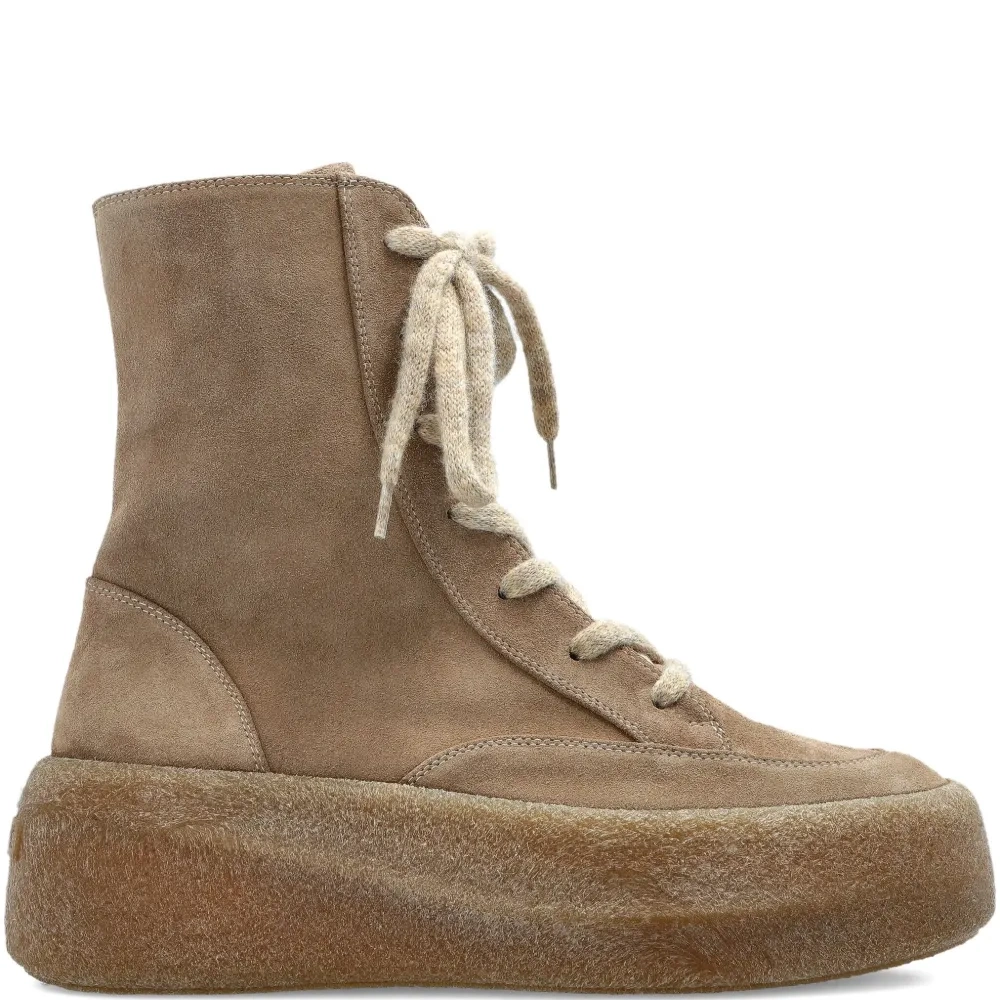 Ботинки на шнуровке с молнией, каблук 70 мм