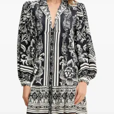 Мини-платье Lisbon с цветочным принтом и пышными рукавами