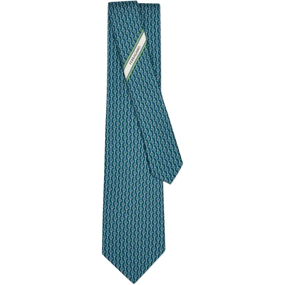 Шёлковый галстук с теннисным принтом