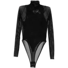 Боди с длинными рукавами из сетки