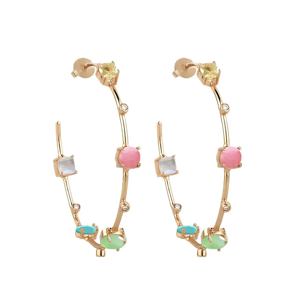 Серьги-кольца с камнями