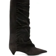 Сапоги до колена из замши с драпировкой