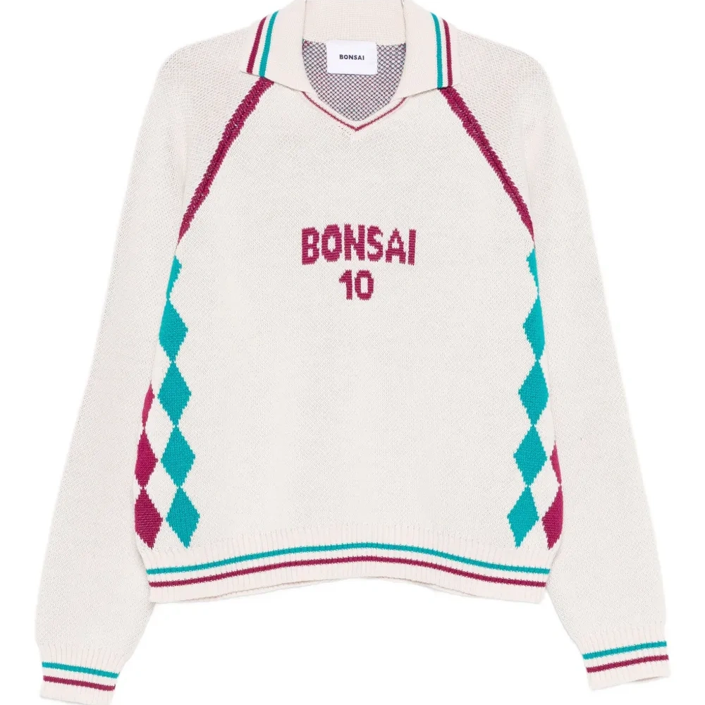 Джемпер-поло с ромбовидным узором