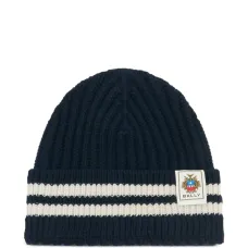 Шапка бини с нашивкой-логотипом и полосками