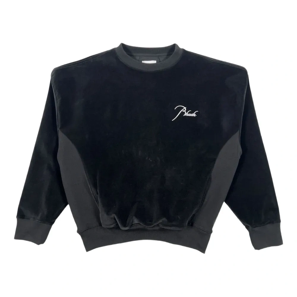 Классический свитшот из велюра с круглым вырезом