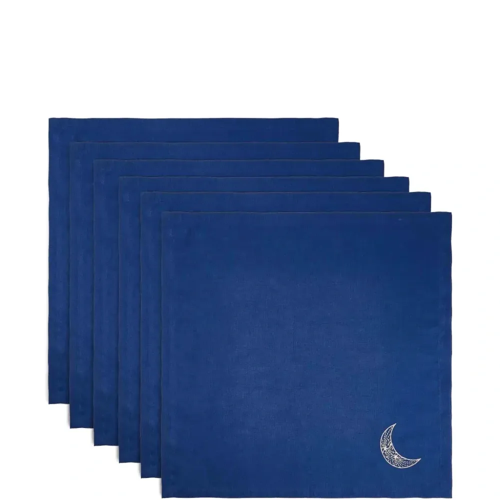 Набор из шести вышитых салфеток «Полумесяц»