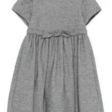 Платье с узором в елочку и бантом