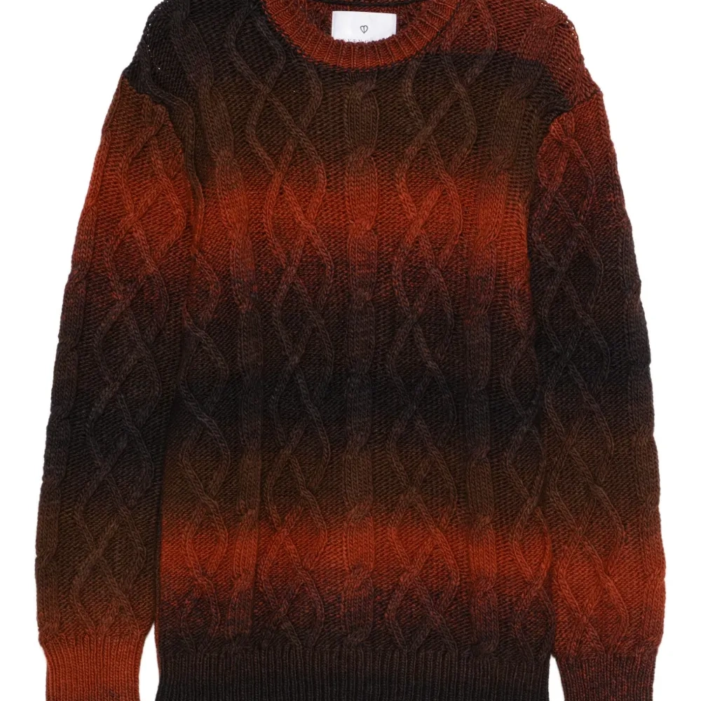 Джемпер с эффектом градиента и вязаным узором косы