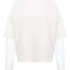 Топ с корсетными деталями и кружевными рукавами