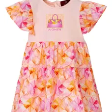 Платье с оборками и графичным принтом