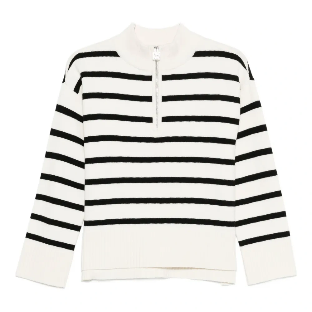 Полосатый джемпер с молнией до середины