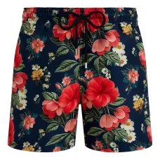 Плавки-шорты с цветочным принтом и эластичным поясом