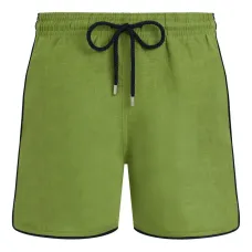 Льняные плавательные шорты с кулиской и кантом