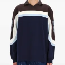 Полосатая рубашка поло с длинными рукавами