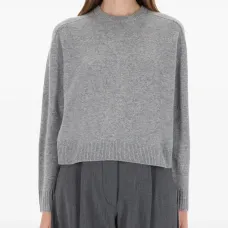 Вязаный джемпер с ребристой отделкой и круглым вырезом