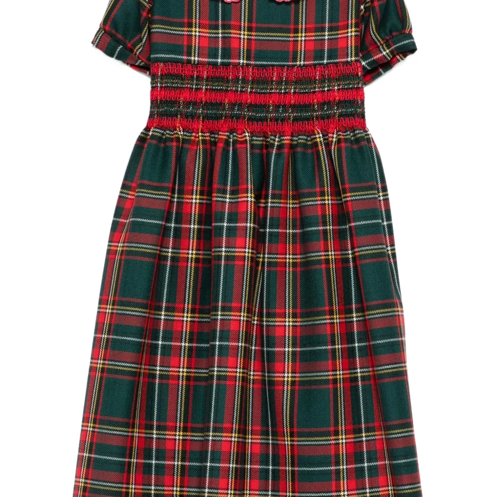 Платье с узором тартан и присборенной отделкой