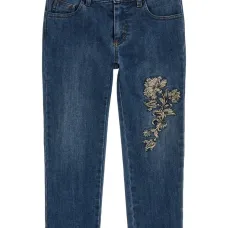 Джинсы с цветочным принтом и логотипом