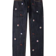 Джинсы из денима с вышивкой