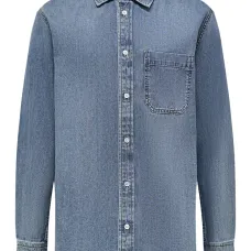 Джинсовая рубашка с карманом