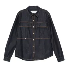 Джинсовая рубашка с контрастной прострочкой