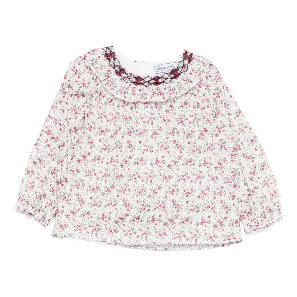 Топ с цветочным принтом и вышивкой