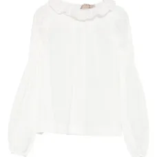 Блузка с длинными рукавами и оборчатым воротником