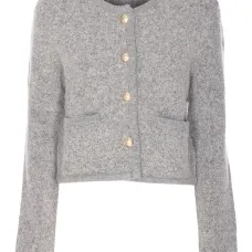 Кардиган без воротника из букле