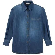 Джинсовая рубашка на пуговицах