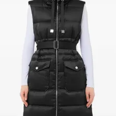 Стеганый удлинённый жилет с поясом Стеганый удлинённый жилет с поясом