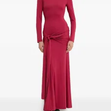 Макси-платье с узлом и воротником-гольф Макси-платье с узлом и воротником-гольф