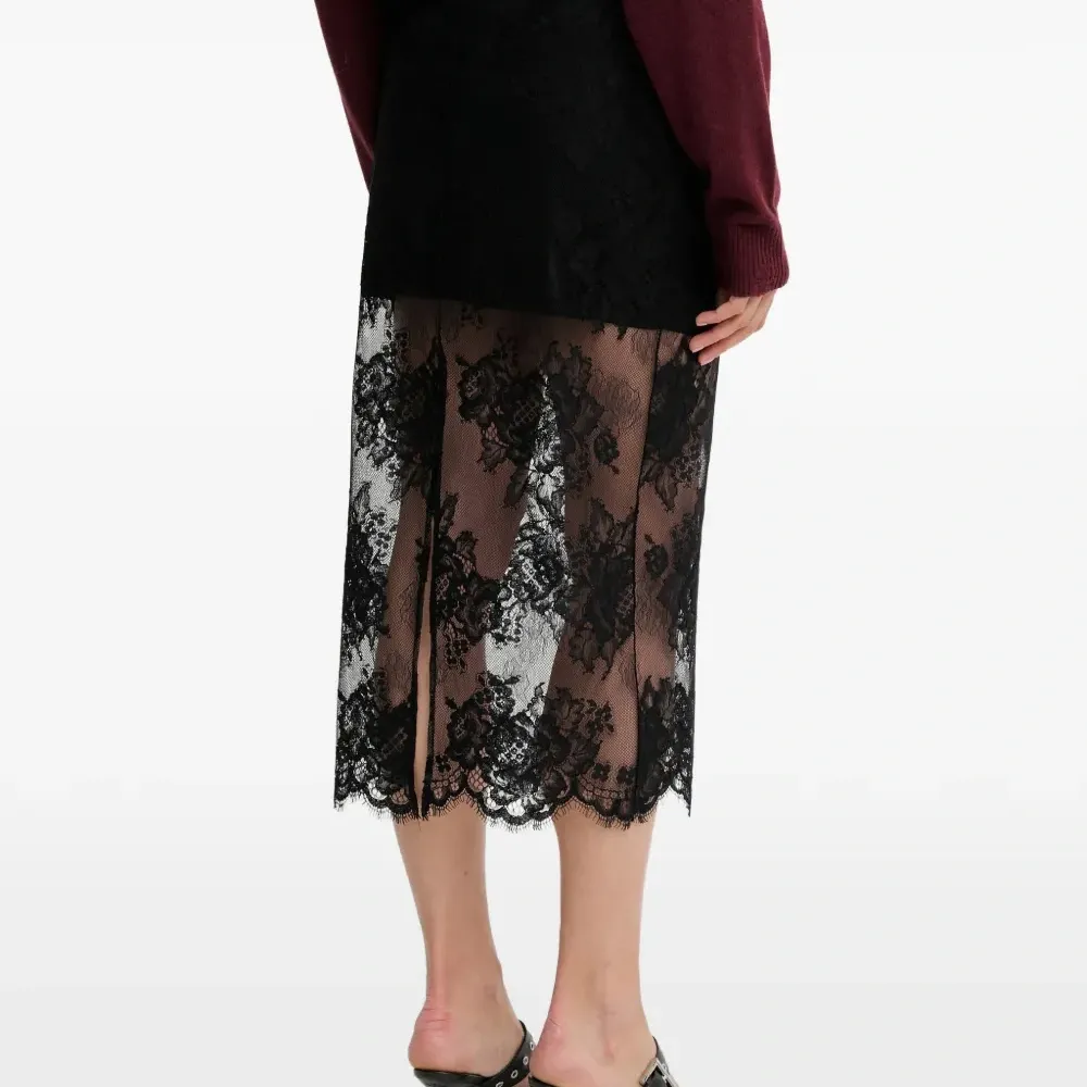 Кружевная миди-юбка с цветочным узором