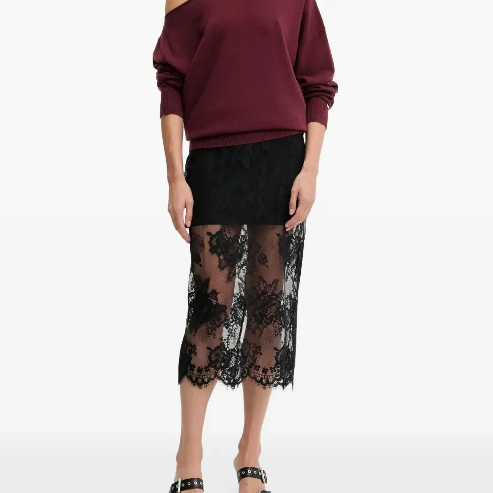 Кружевная миди-юбка с цветочным узором