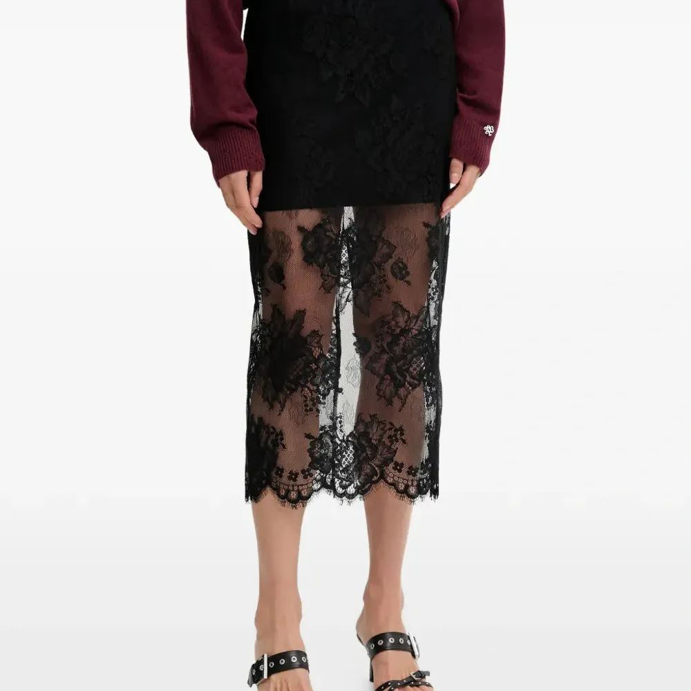 Кружевная миди-юбка с цветочным узором