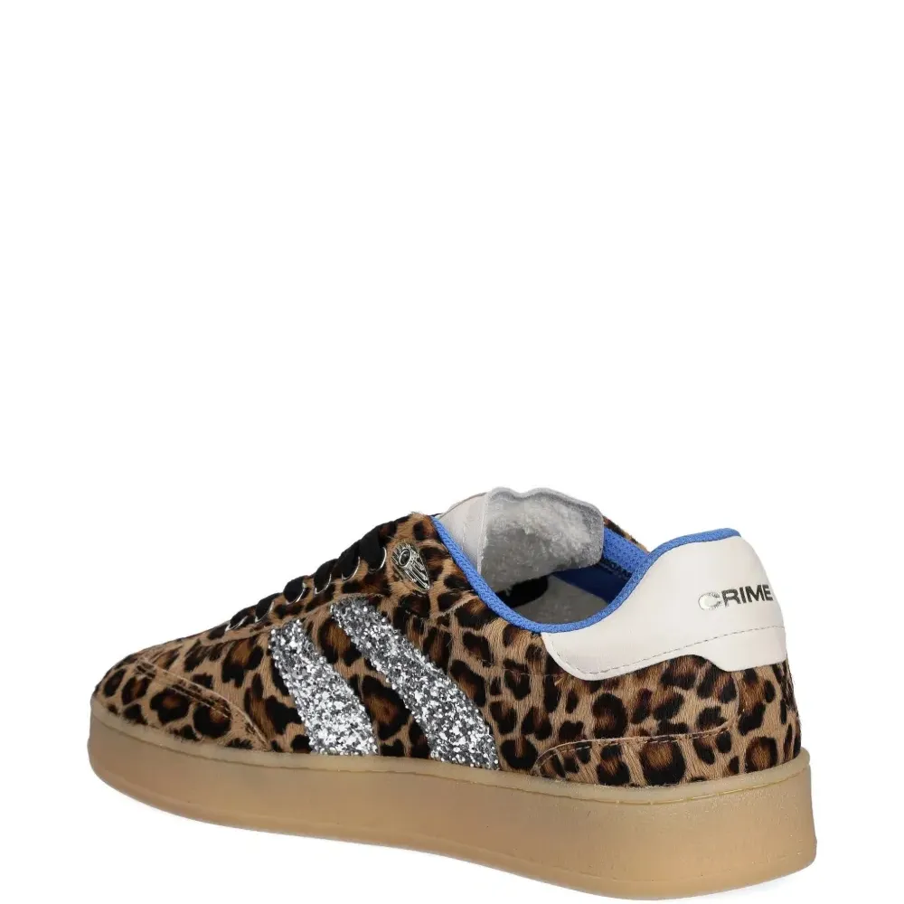 Кроссовки с леопардовым принтом и блестящими деталями