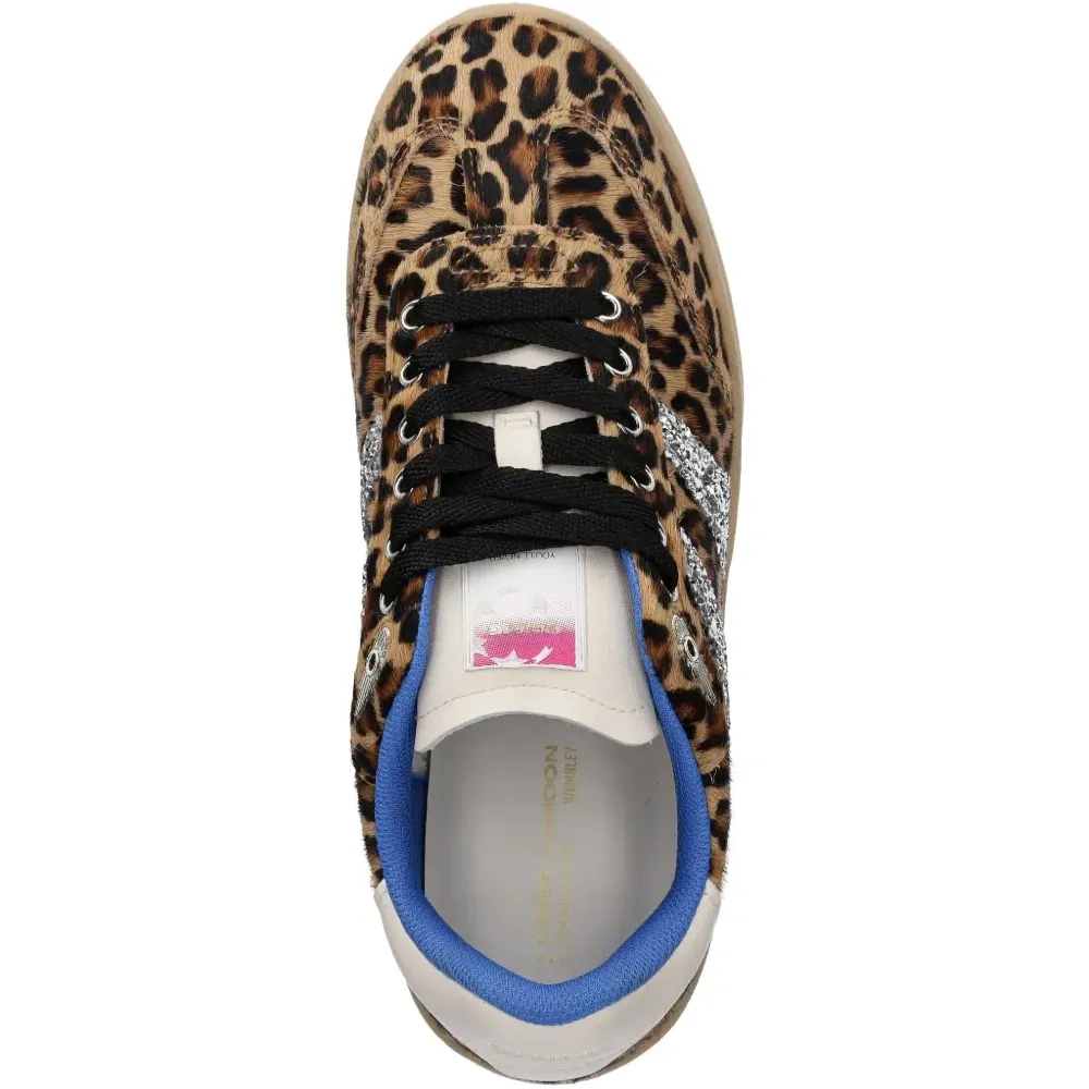 Кроссовки с леопардовым принтом и блестящими деталями